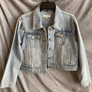 Chelsea & Violet point collar long sleeve denim short jacket LARGE girls